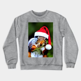 CUTE CHRISTMAS HAT SQUIRREL Crewneck Sweatshirt